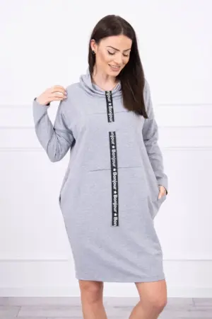 Dress with tie gray