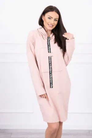 Dress with tie dark powdered pink