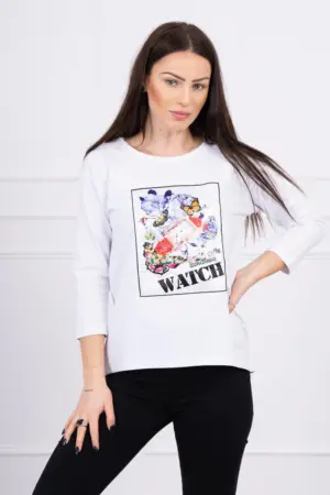 Blouse with graphics 3D Watch white
