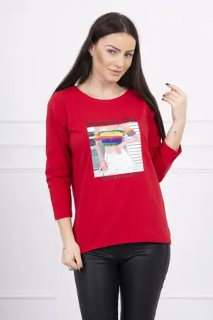 Blouse with print  Summer Girl red