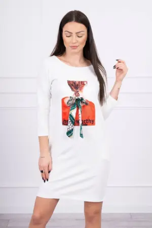 Dress with graphics 3D Noteworthy ecru
