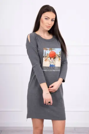 Dress with print Honey girl graphite