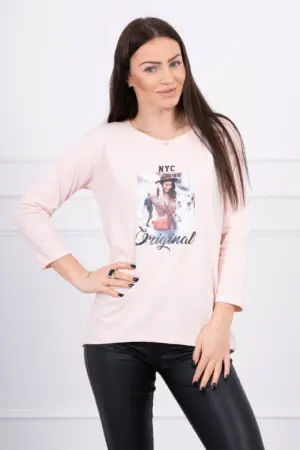 Blouse with print Original powdered pink