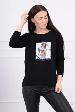 Blouse with print Original black