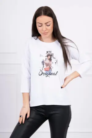 Blouse with print Original white