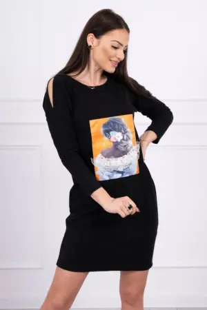 Dress with graphics 3D, lace black