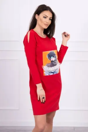 Dress with graphics 3D, lace red
