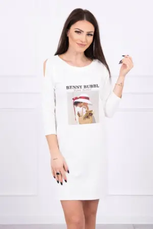 Dress with a Basket print ecru