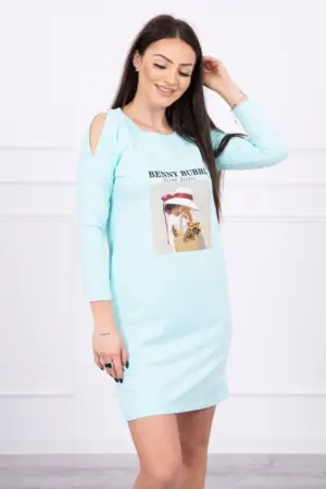 Dress with a Basket print mint