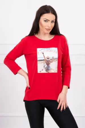 Blouse with print Paradise red