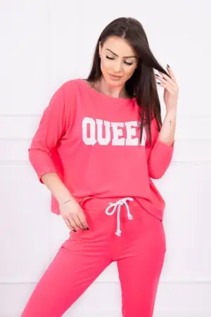 Set with Queen print pink neon