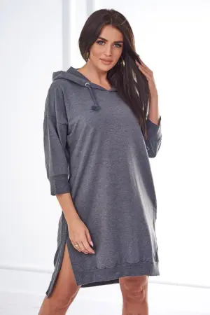 Dress with a hood and longer back graphite