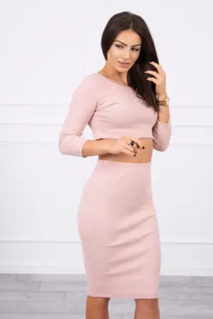 Set of blouses with a skirt dark powdered pink