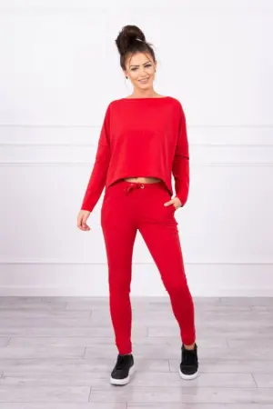 Set with oversized blouse red
