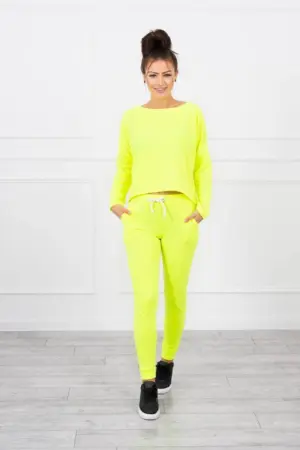 Set with oversized blouse yellow neon