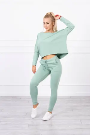 Set with oversize blouse dark mint