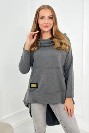 Sweatshirt with long back and hood graphite