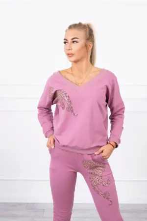 Set with zircon panther dark pink