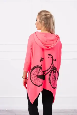 Sweatshirt with a bicycle print pink neon