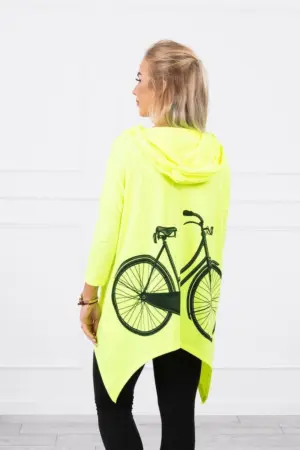 Sweatshirt with a bicycle print yellow neon