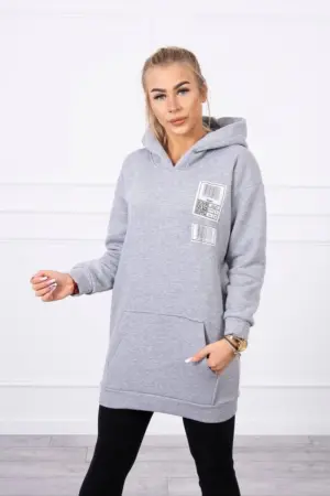 Hooded sweatshirt with patches gray