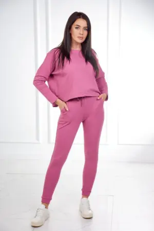 Set with oversized blouse dark pink