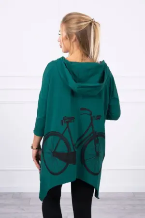 Sweatshirt with a bicycle print green