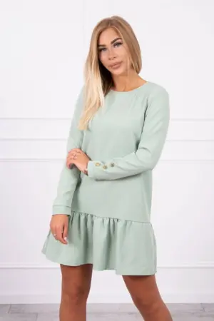Dress with a flounce dark mint