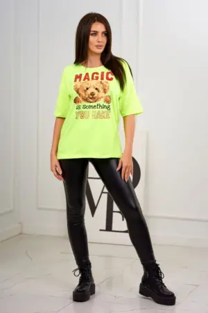 Blouse with a print Magic yellow neon