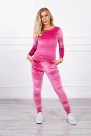 Velor set with ruffles at the back fuchsia