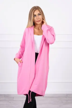 Cardigan with print oversize light pink