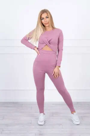 Set with ruffles on the blouse dark pink