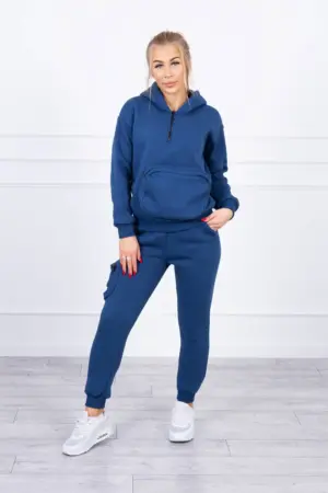 Insulated set with a decorative pocket jeans