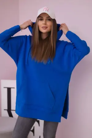 Insulated sweatshirt with slits on the sides mauve blue