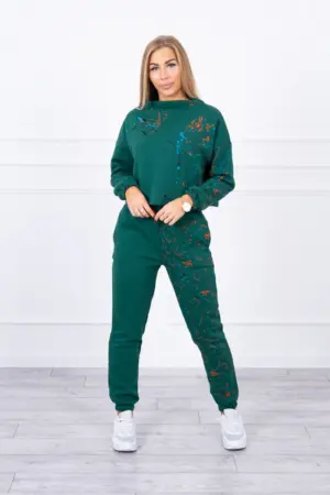 Insulated set with a colorful print green