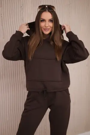 Insulated set with a sweatshirt tied at the bottom brown