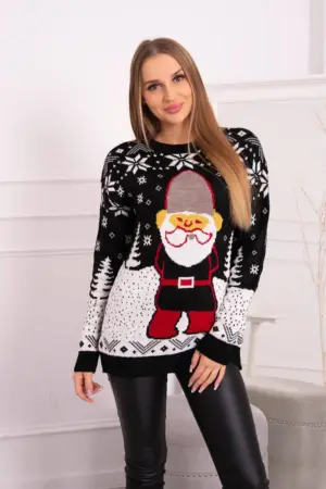 Christmas sweater with Santa Claus black