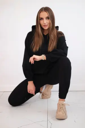 Sweatshirt set with a hood black