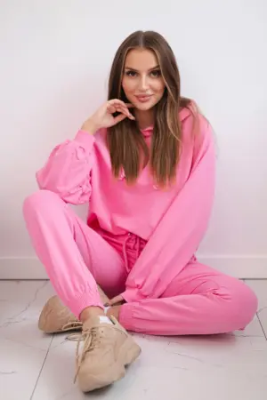 Sweatshirt set with a hood light pink