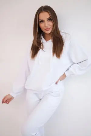 Sweatshirt set with a hood white