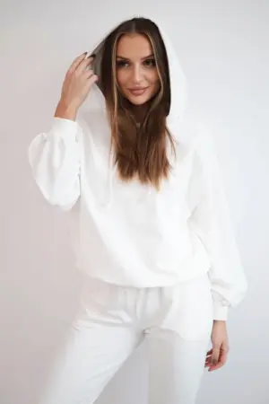 Sweatshirt set with a hood ecru