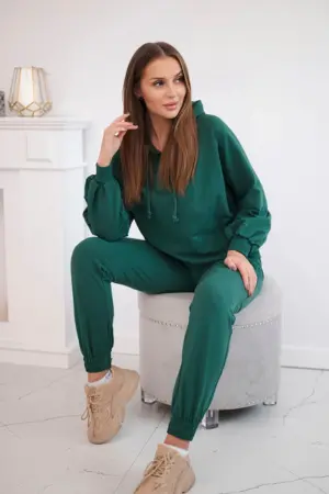 Sweatshirt set with a hood green
