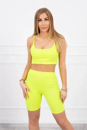 Set with high-waisted pants yellow neon