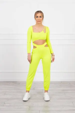 Set with a top blouse yellow neon