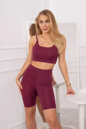 Set of sports top + leggings fuchsia