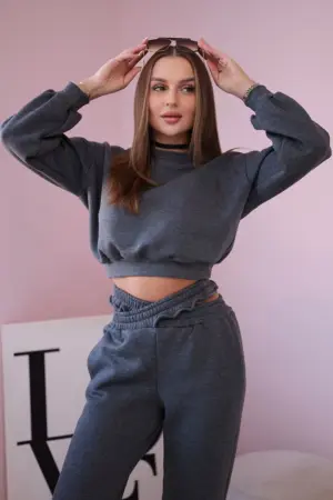 Insulated set with a short sweatshirt graphite