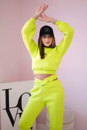 Insulated set with a short sweatshirt pistachio