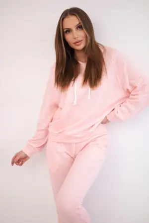 Sweatshirt set with a hood powdered pink