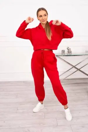 Insulated set with a short sweatshirt red
