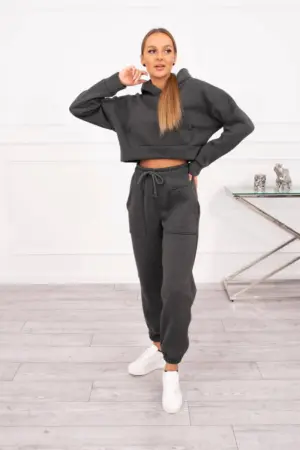 Insulated set with a short sweatshirt graphite